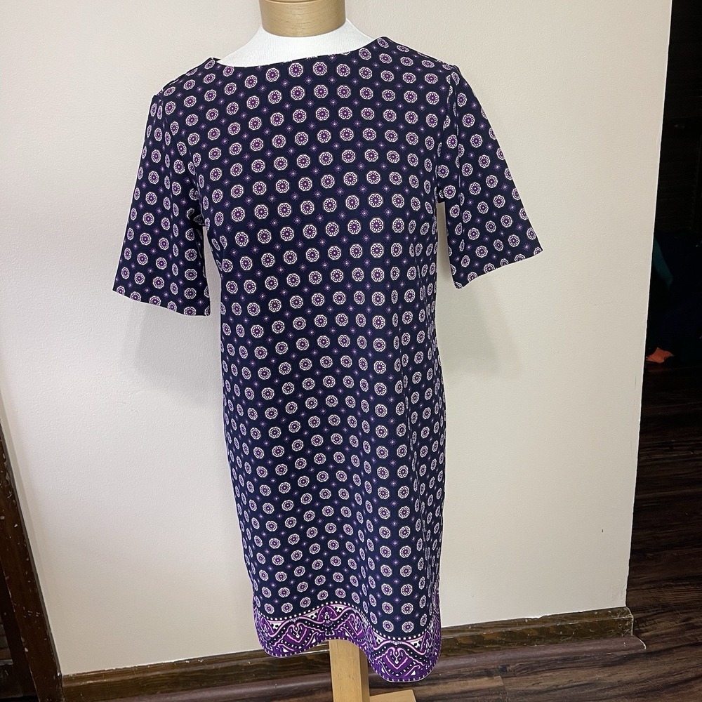 Banana Republic Purple Geometric Medallion Shift Dress Petite 6 Navy